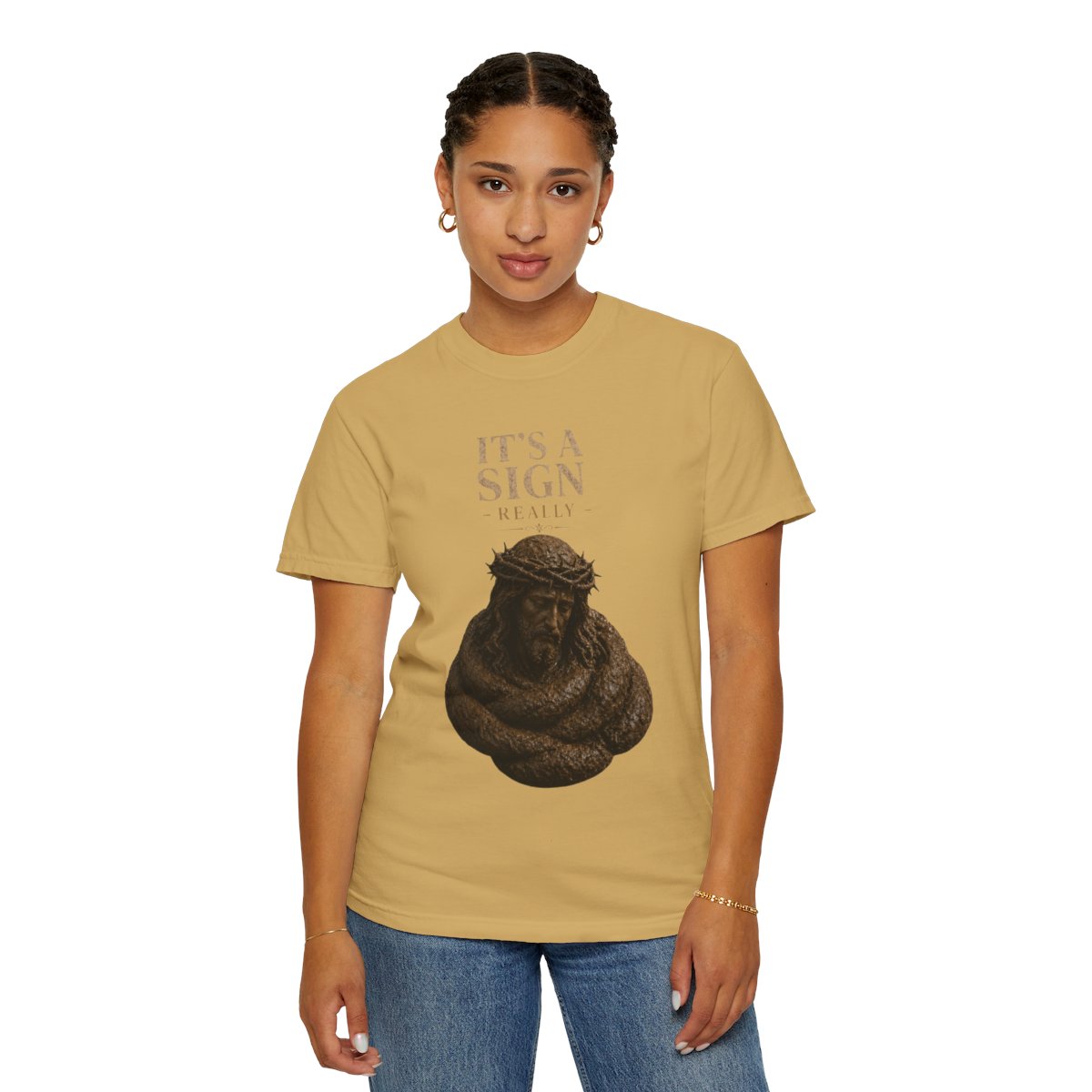 Color: Mustard | Good Book Series It's a Sign - Really Unisex Garment-Dyed Tee