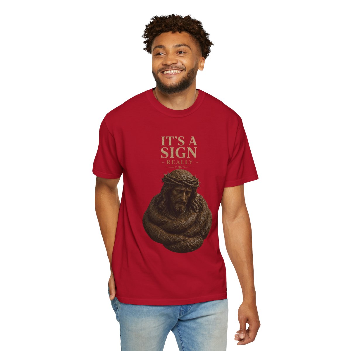 Color: Red | Good Book Series It's a Sign - Really Unisex Garment-Dyed Tee
