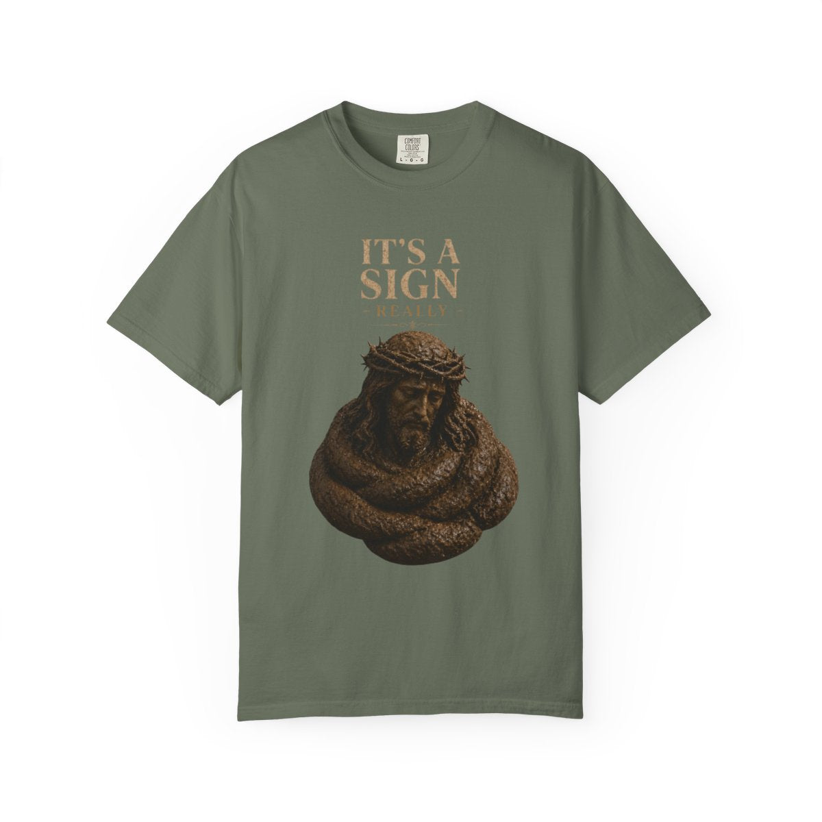 Color: Moss | Good Book Series It's a Sign - Really Unisex Garment-Dyed Tee