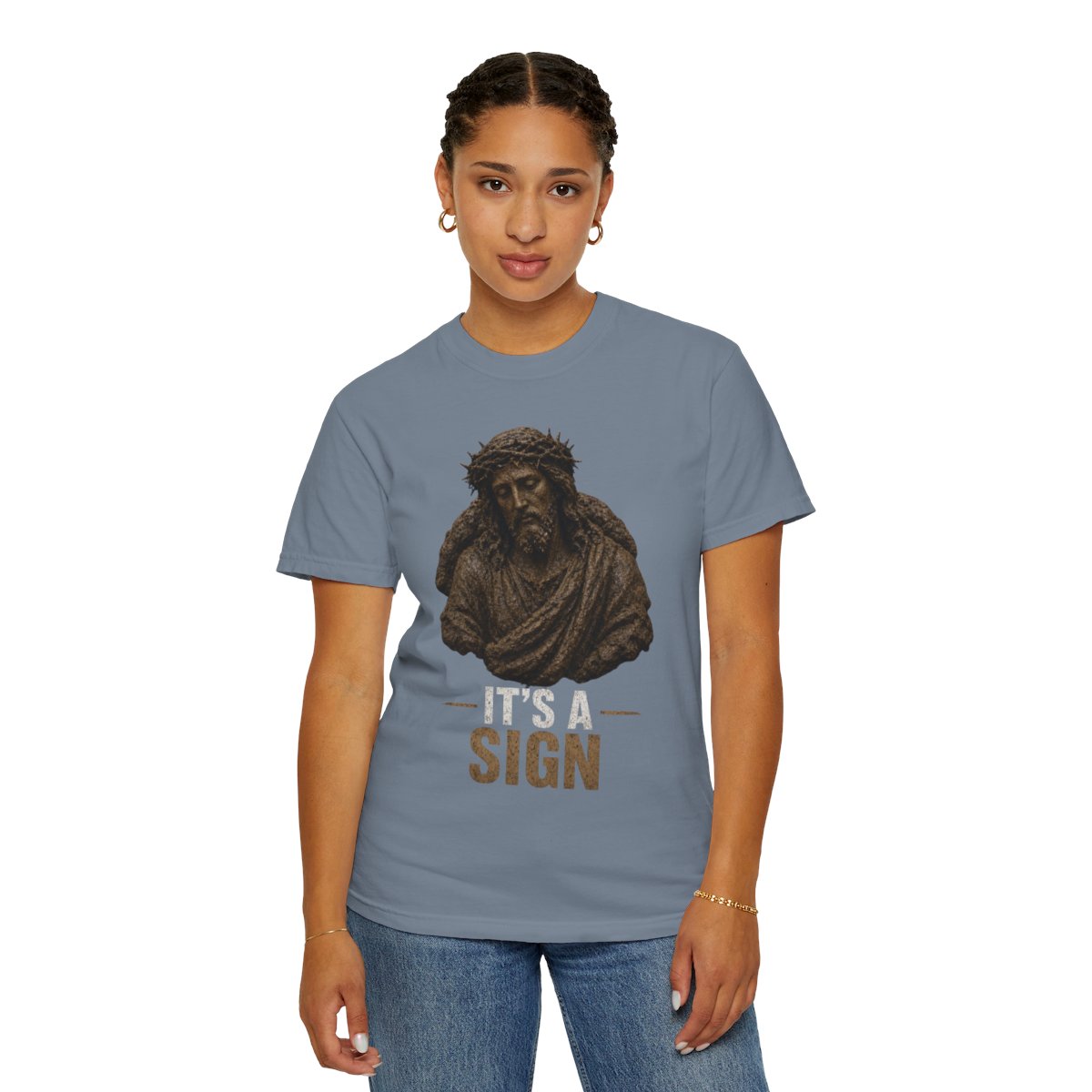 Color: Blue Jean | Good Book Series It's a Sign Unisex Garment-Dyed Tee