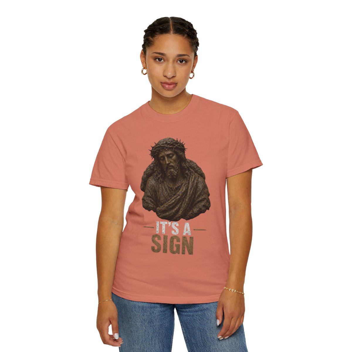 Color: Terracotta | Good Book Series It's a Sign Unisex Garment-Dyed Tee