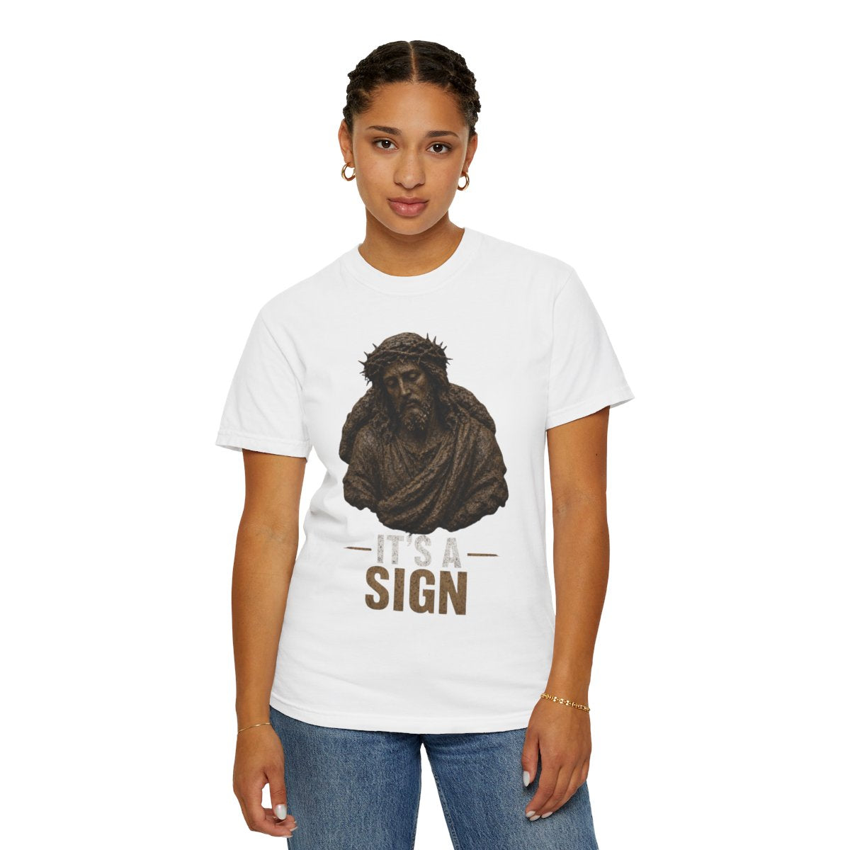Color: White | Good Book Series It's a Sign Unisex Garment-Dyed Tee