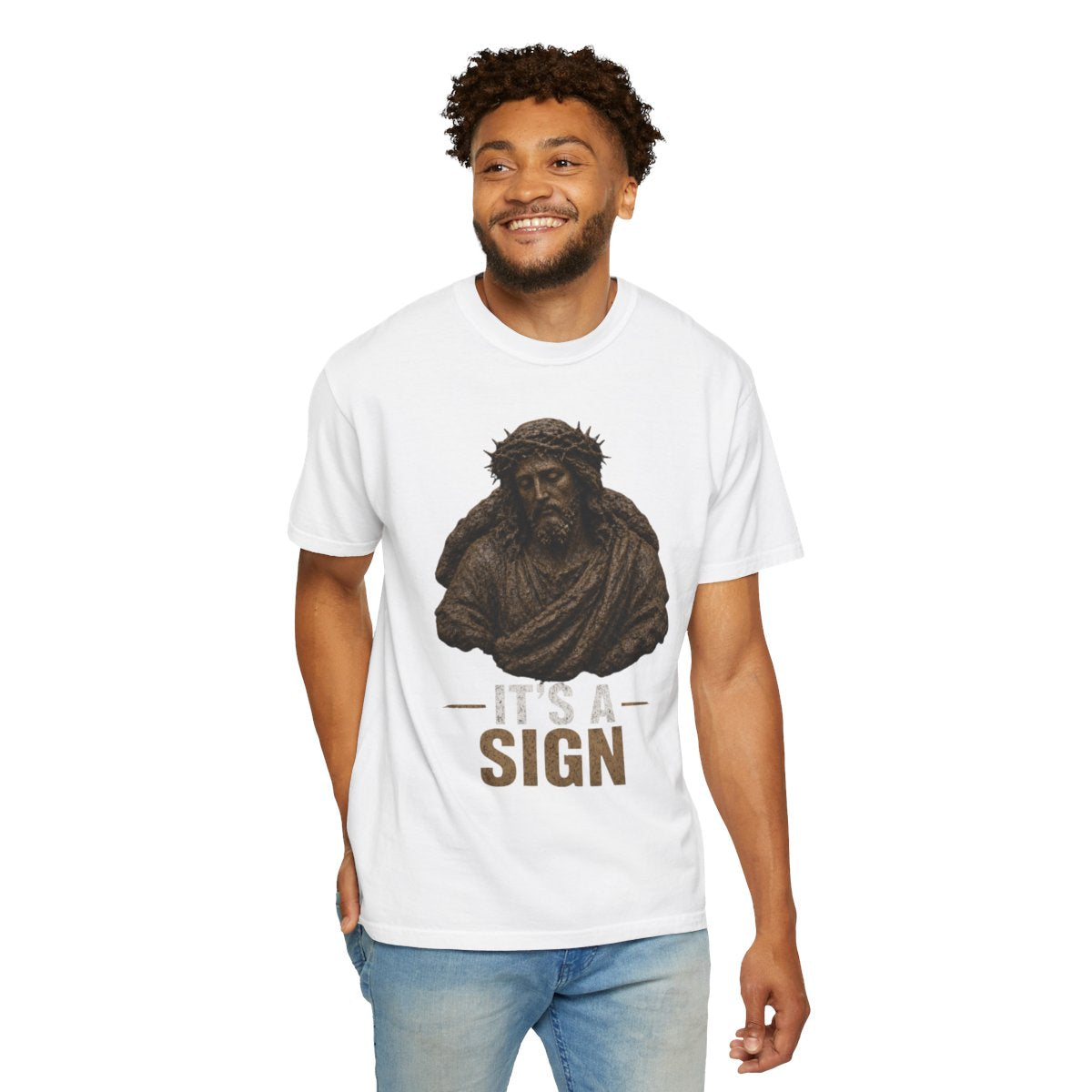Color: White | Good Book Series It's a Sign Unisex Garment-Dyed Tee