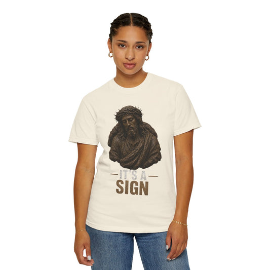 Color: Ivory | Good Book Series It's a Sign Unisex Garment-Dyed Tee