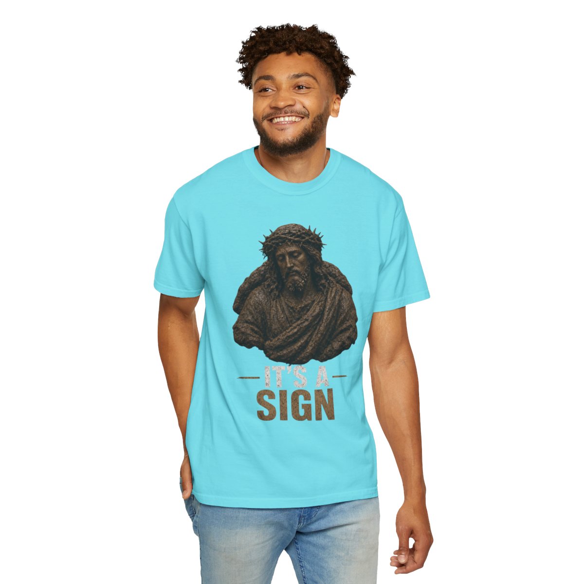 Color: Lagoon Blue | Good Book Series It's a Sign Unisex Garment-Dyed Tee