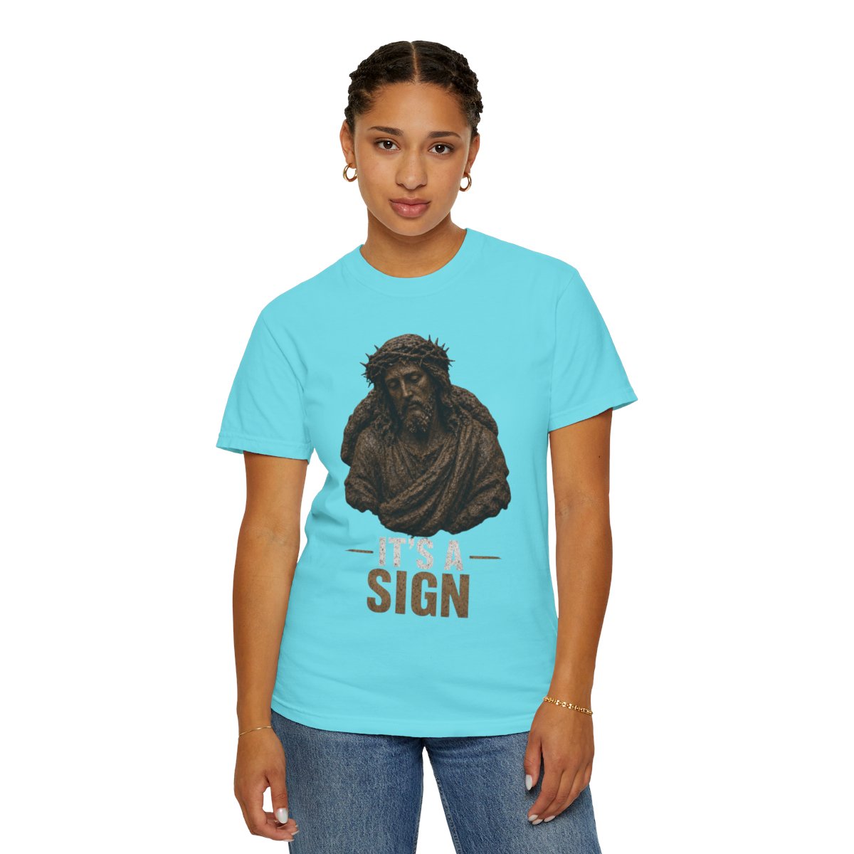 Color: Lagoon Blue | Good Book Series It's a Sign Unisex Garment-Dyed Tee