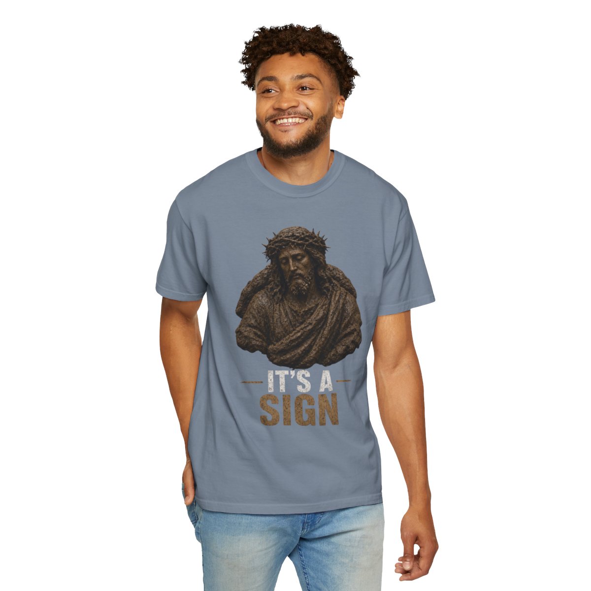 Color: Blue Jean | Good Book Series It's a Sign Unisex Garment-Dyed Tee