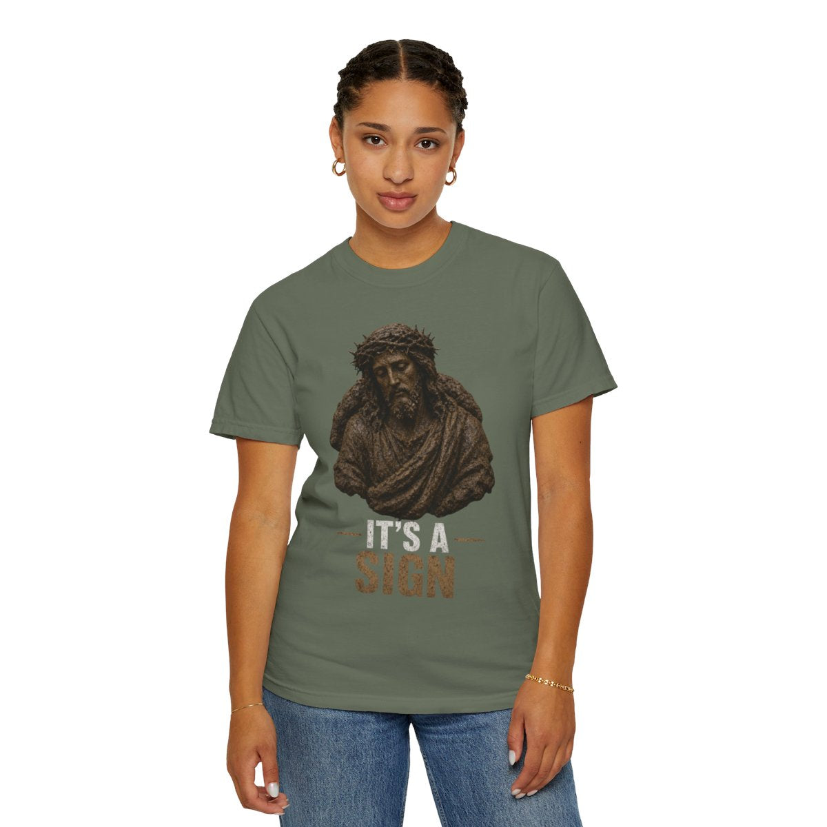 Color: Moss | Good Book Series It's a Sign Unisex Garment-Dyed Tee