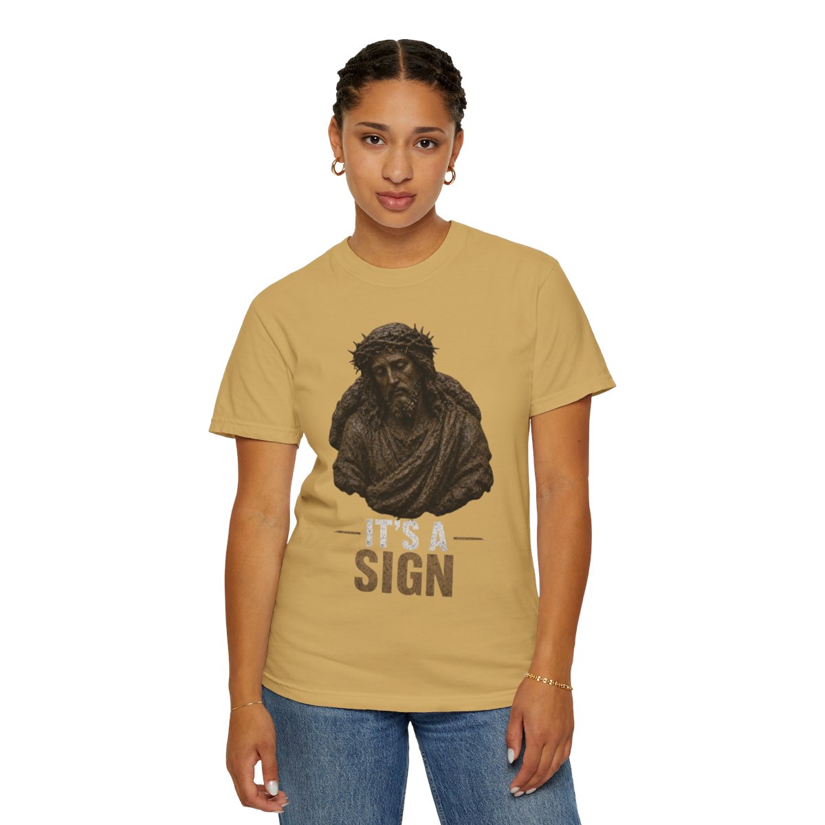 Color: Mustard | Good Book Series It's a Sign Unisex Garment-Dyed Tee