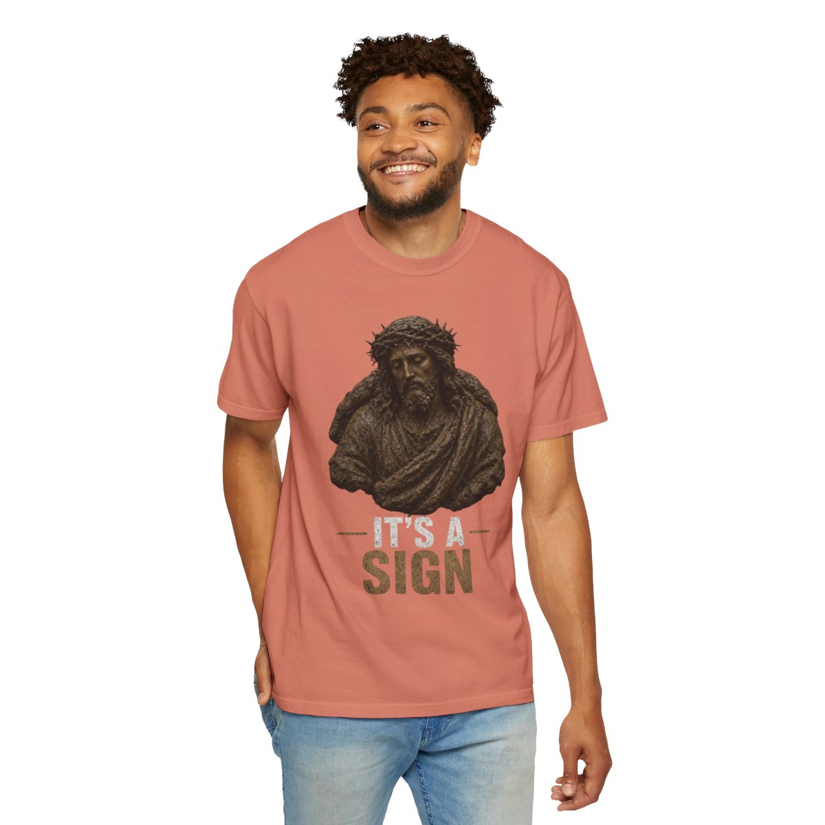 Color: Terracotta | Good Book Series It's a Sign Unisex Garment-Dyed Tee