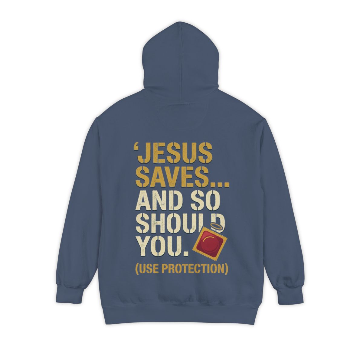 Color: Denim | Good Book Series Jesus Saves and So Should You Garment-Dyed Hoodie