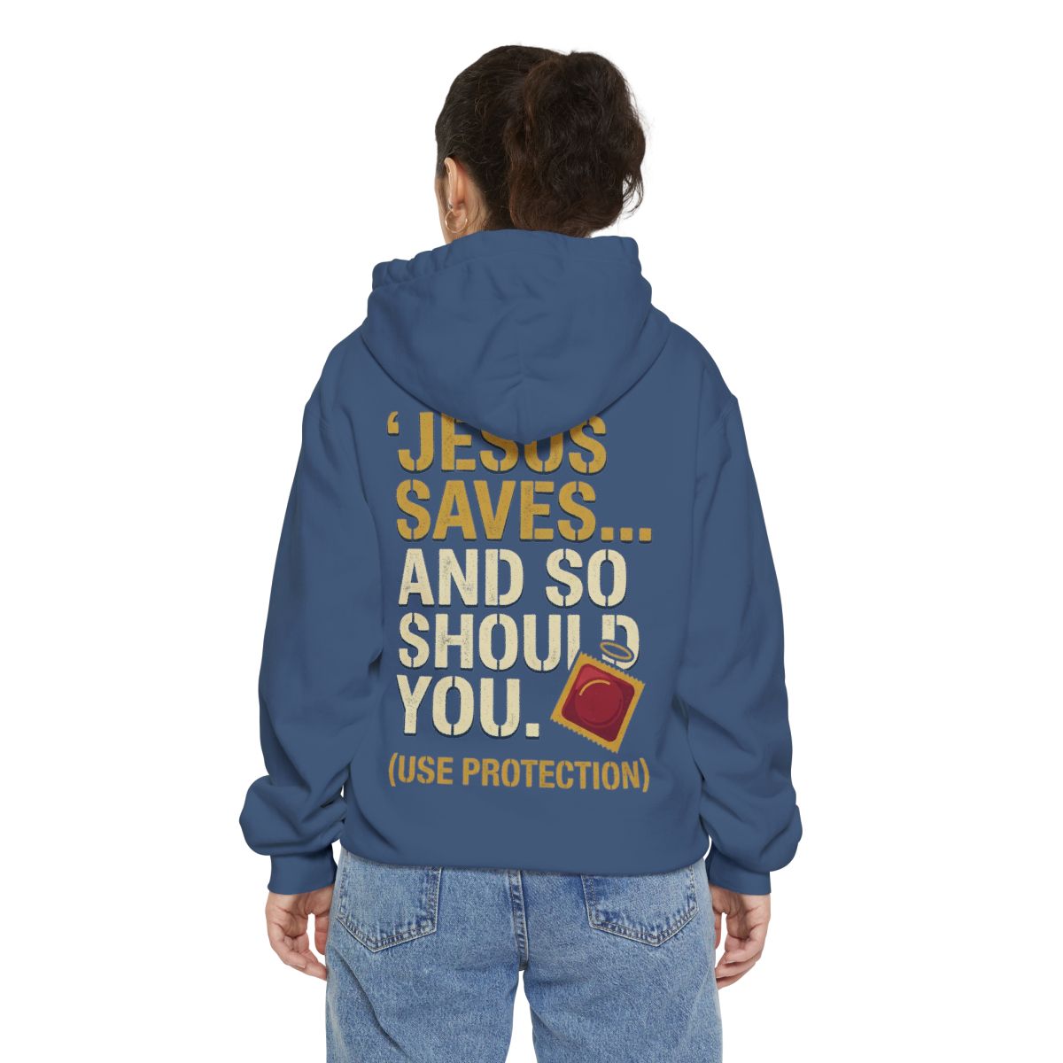 Color: True Navy | Good Book Series Jesus Saves and So Should You Garment-Dyed Hoodie