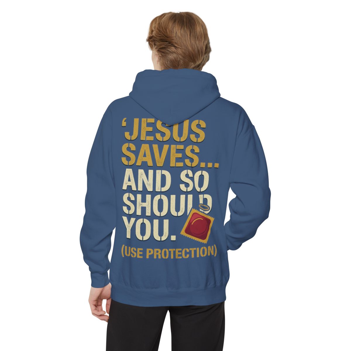 Color: True Navy | Good Book Series Jesus Saves and So Should You Garment-Dyed Hoodie