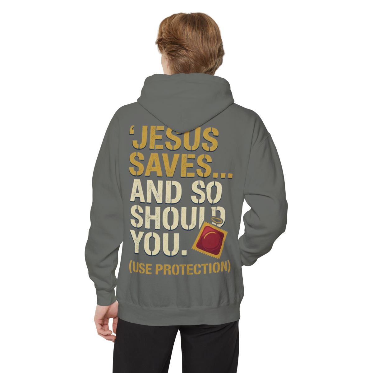 Color: Grey | Good Book Series Jesus Saves and So Should You Garment-Dyed Hoodie