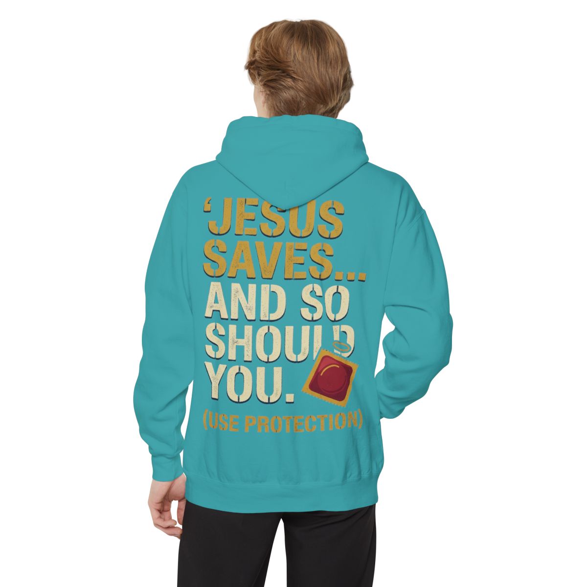 Color: Seafoam | Good Book Series Jesus Saves and So Should You Garment-Dyed Hoodie