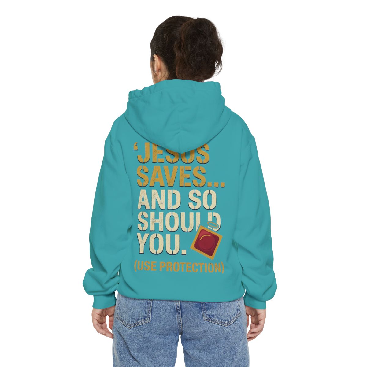 Color: Seafoam | Good Book Series Jesus Saves and So Should You Garment-Dyed Hoodie