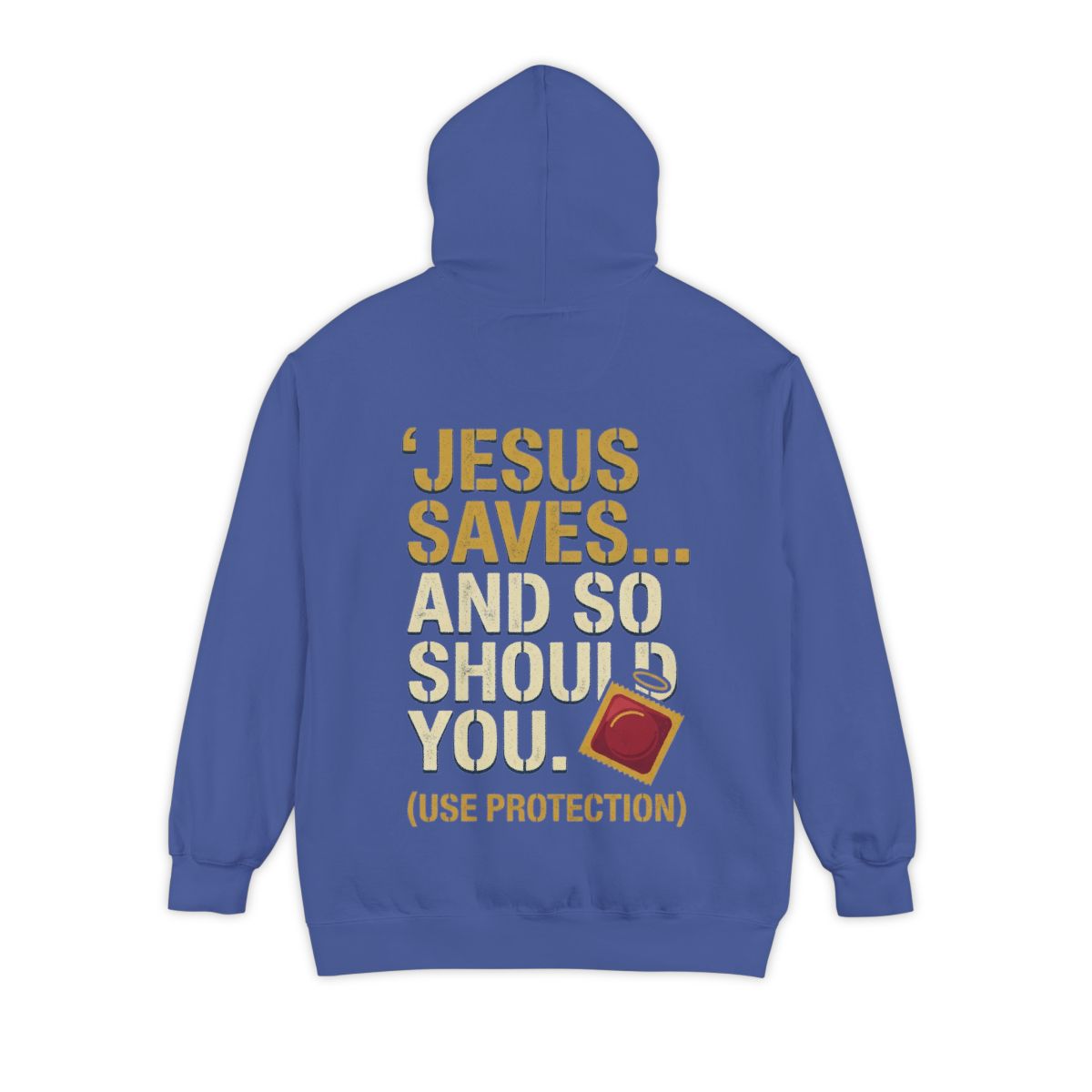 Color: Flo Blue | Good Book Series Jesus Saves and So Should You Garment-Dyed Hoodie