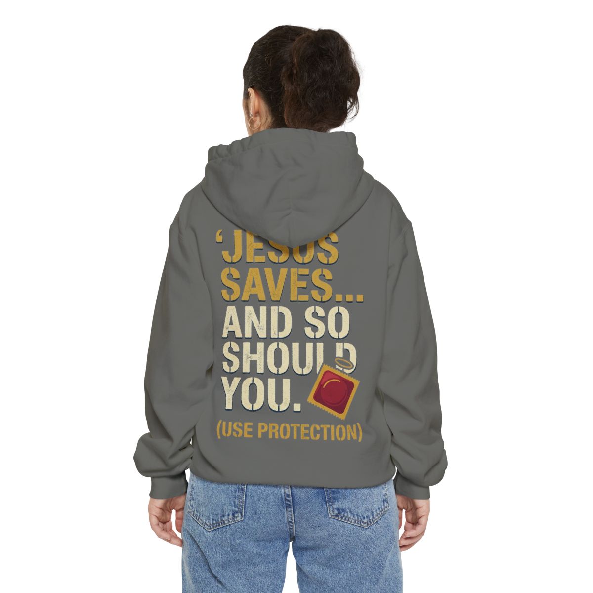 Color: Grey | Good Book Series Jesus Saves and So Should You Garment-Dyed Hoodie