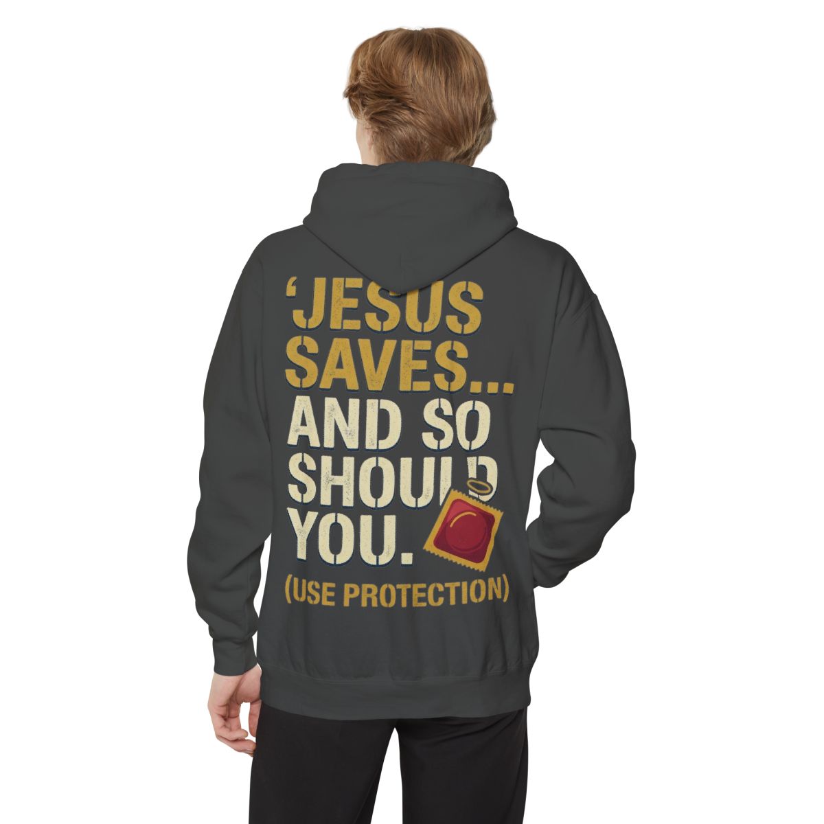 Color: Pepper | Good Book Series Jesus Saves and So Should You Garment-Dyed Hoodie