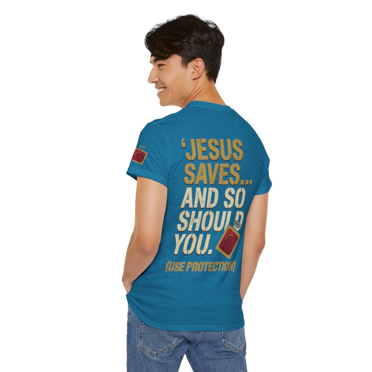 Color: Antique Sapphire | Good Book Series Jesus Saves and So Should You Premium Graphic Tee