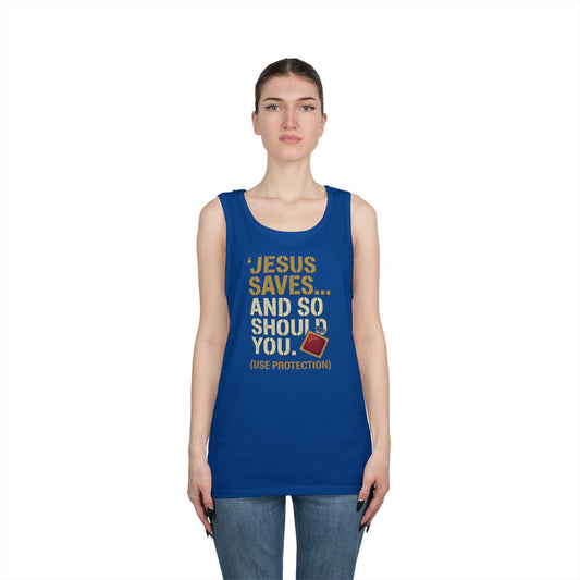 Color: Royal | Good Book Series Jesus Saves and So Should You Tank Top