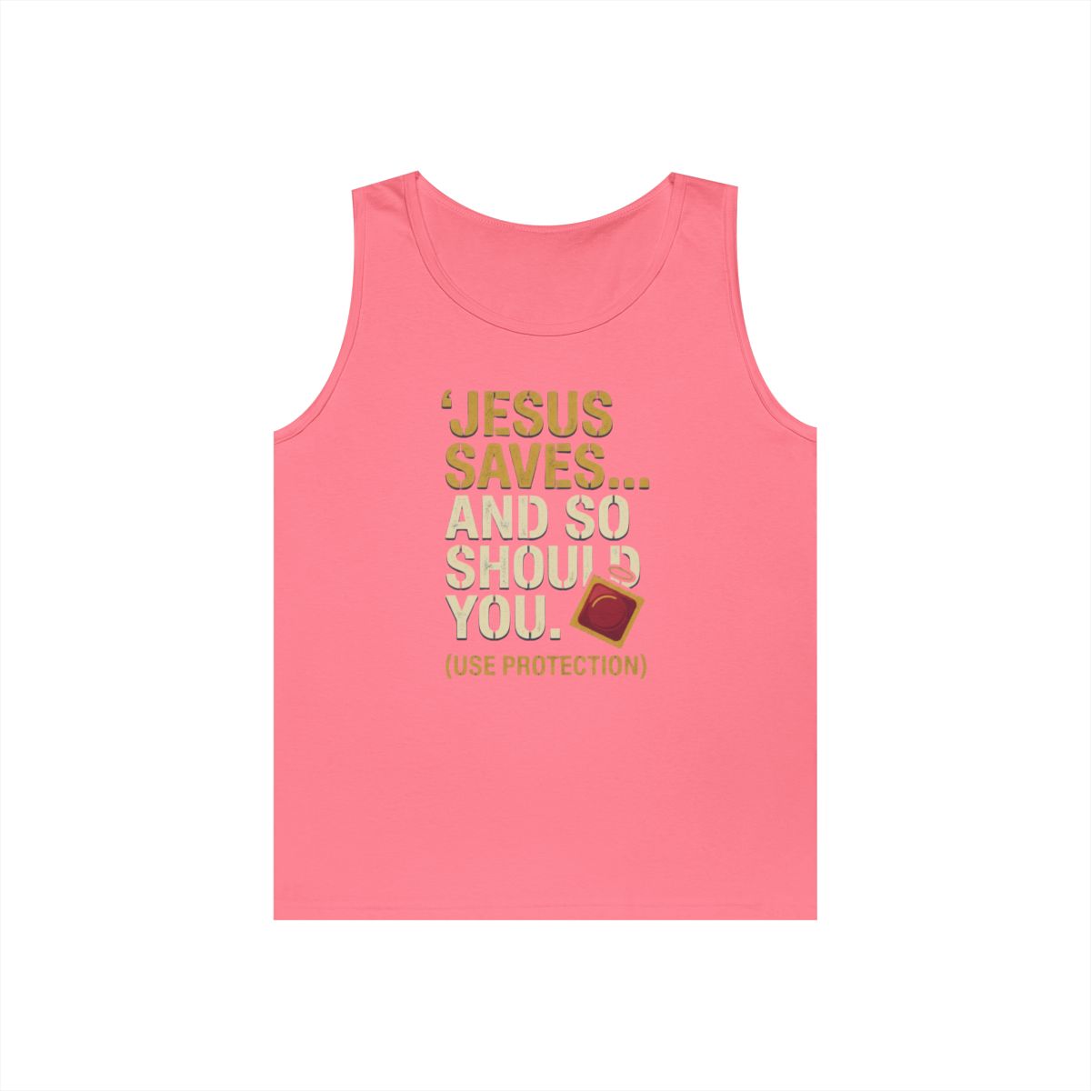 Color: Safety Pink | Good Book Series Jesus Saves and So Should You Tank Top