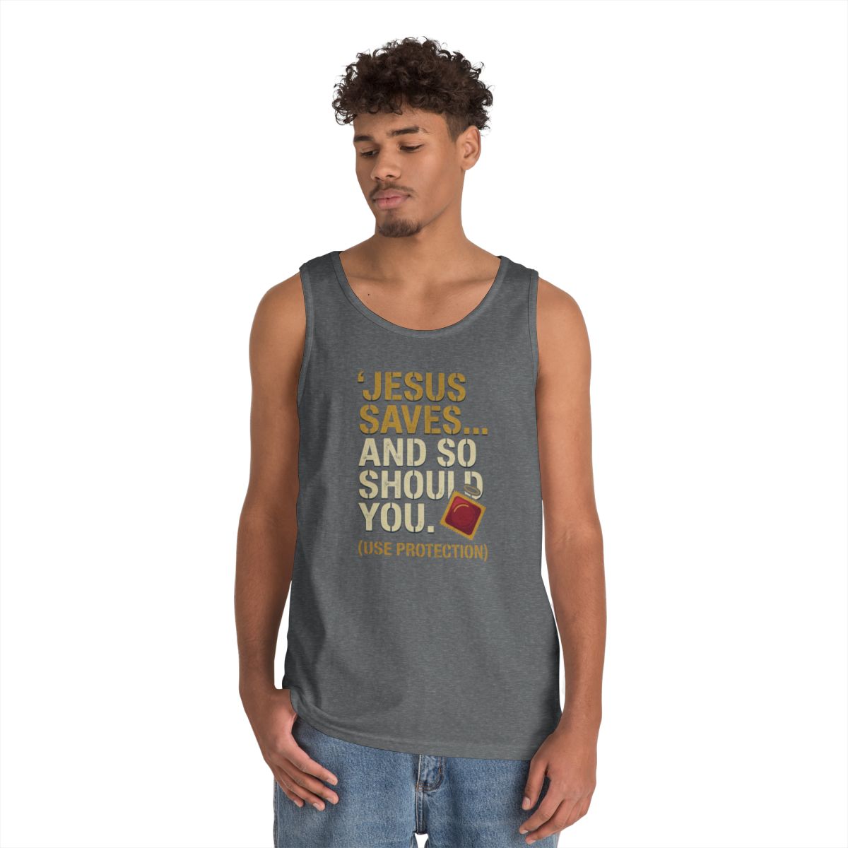 Color: Graphite Heather | Good Book Series Jesus Saves and So Should You Tank Top