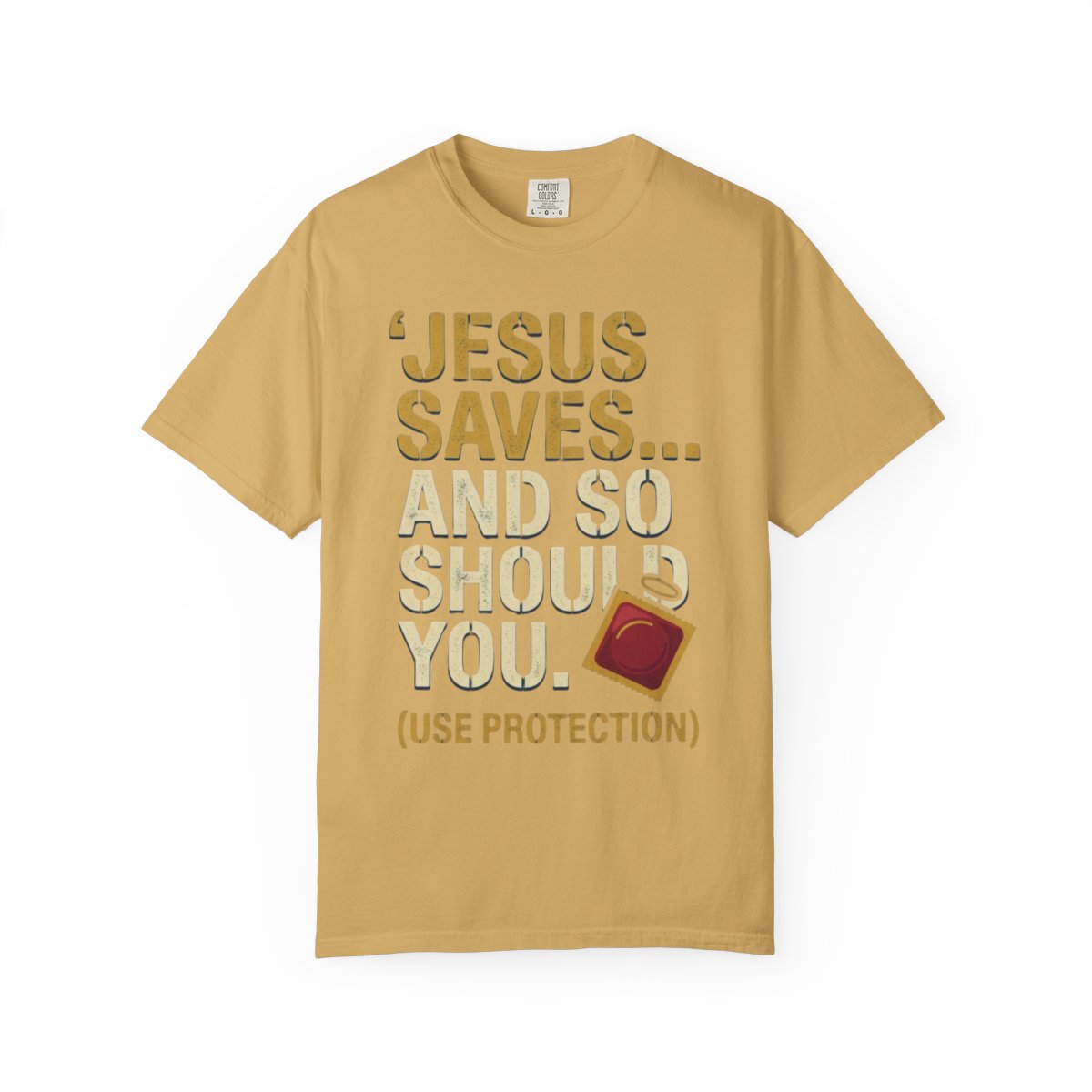 Color: Mustard | Good Book Series Jesus Saves and So Should You Unisex Garment-Dyed Tee