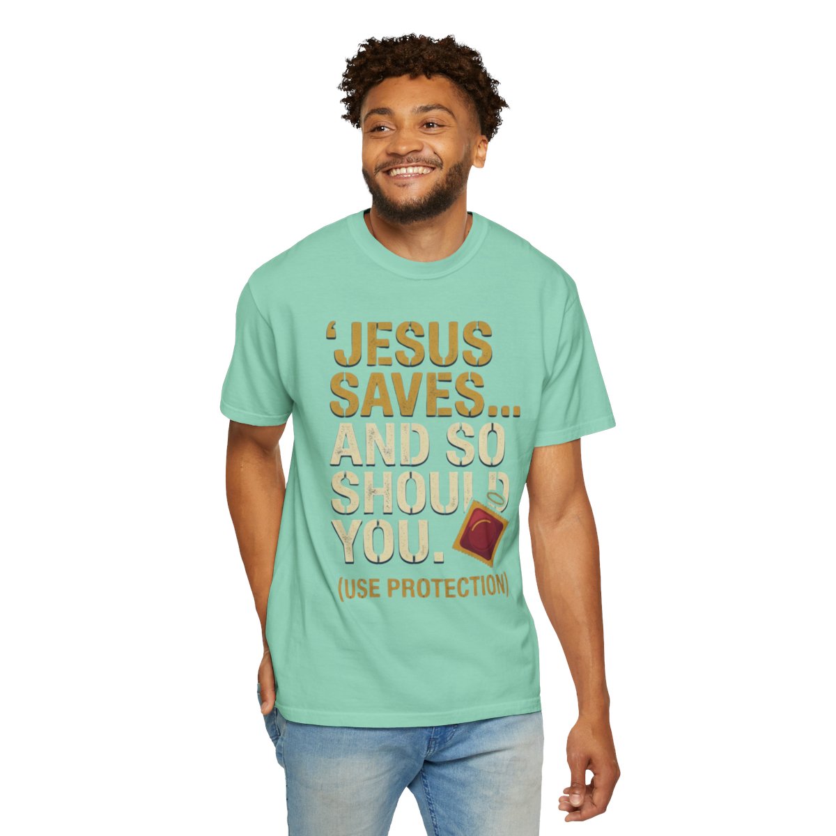Color: Island Reef | Good Book Series Jesus Saves and So Should You Unisex Garment-Dyed Tee