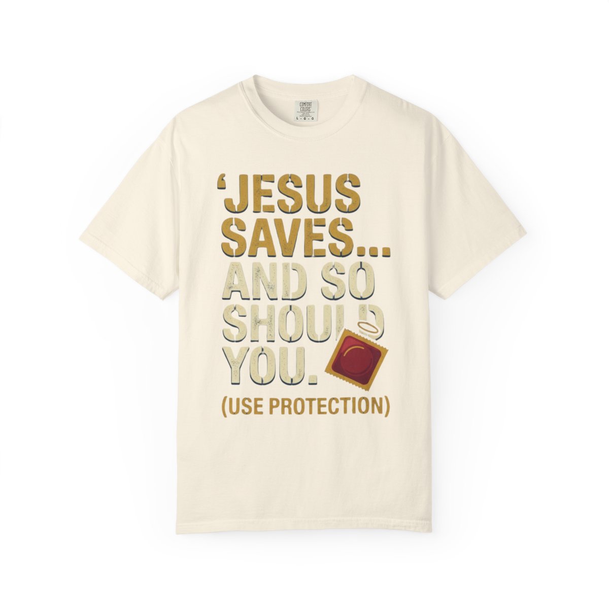 Color: Ivory | Good Book Series Jesus Saves and So Should You Unisex Garment-Dyed Tee