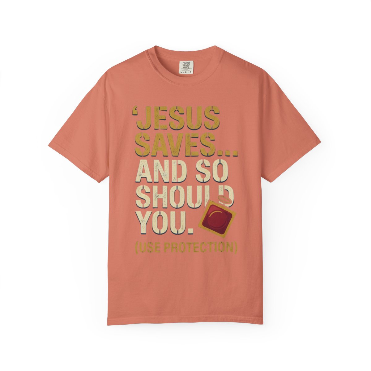 Color: Terracotta | Good Book Series Jesus Saves and So Should You Unisex Garment-Dyed Tee