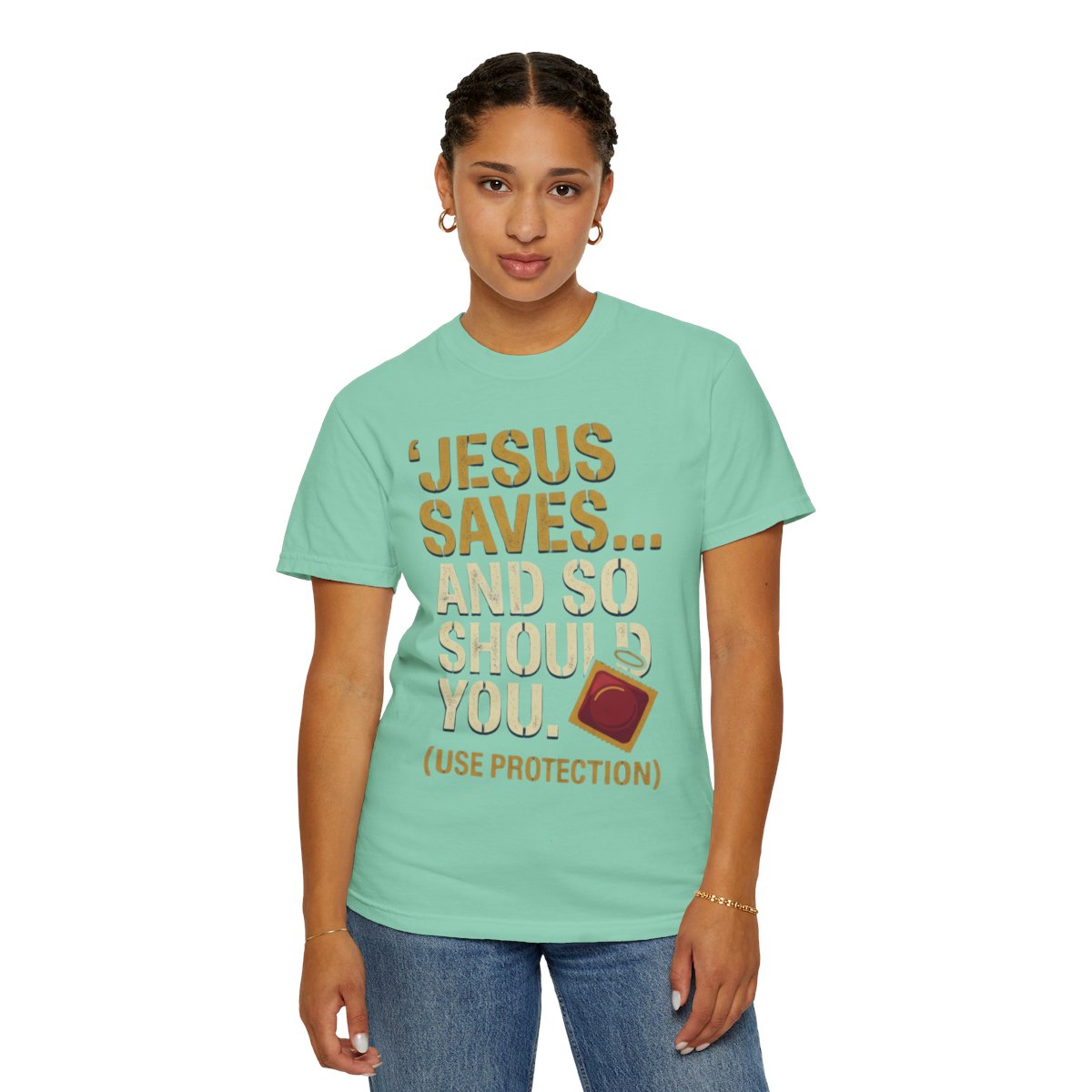 Color: Island Reef | Good Book Series Jesus Saves and So Should You Unisex Garment-Dyed Tee
