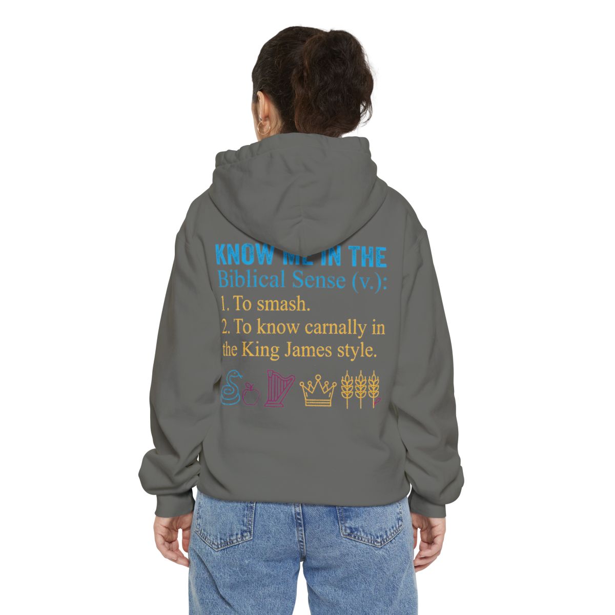 Color: Grey | Good Book Series Know Me In The Biblical Sense Garment-Dyed Hoodie