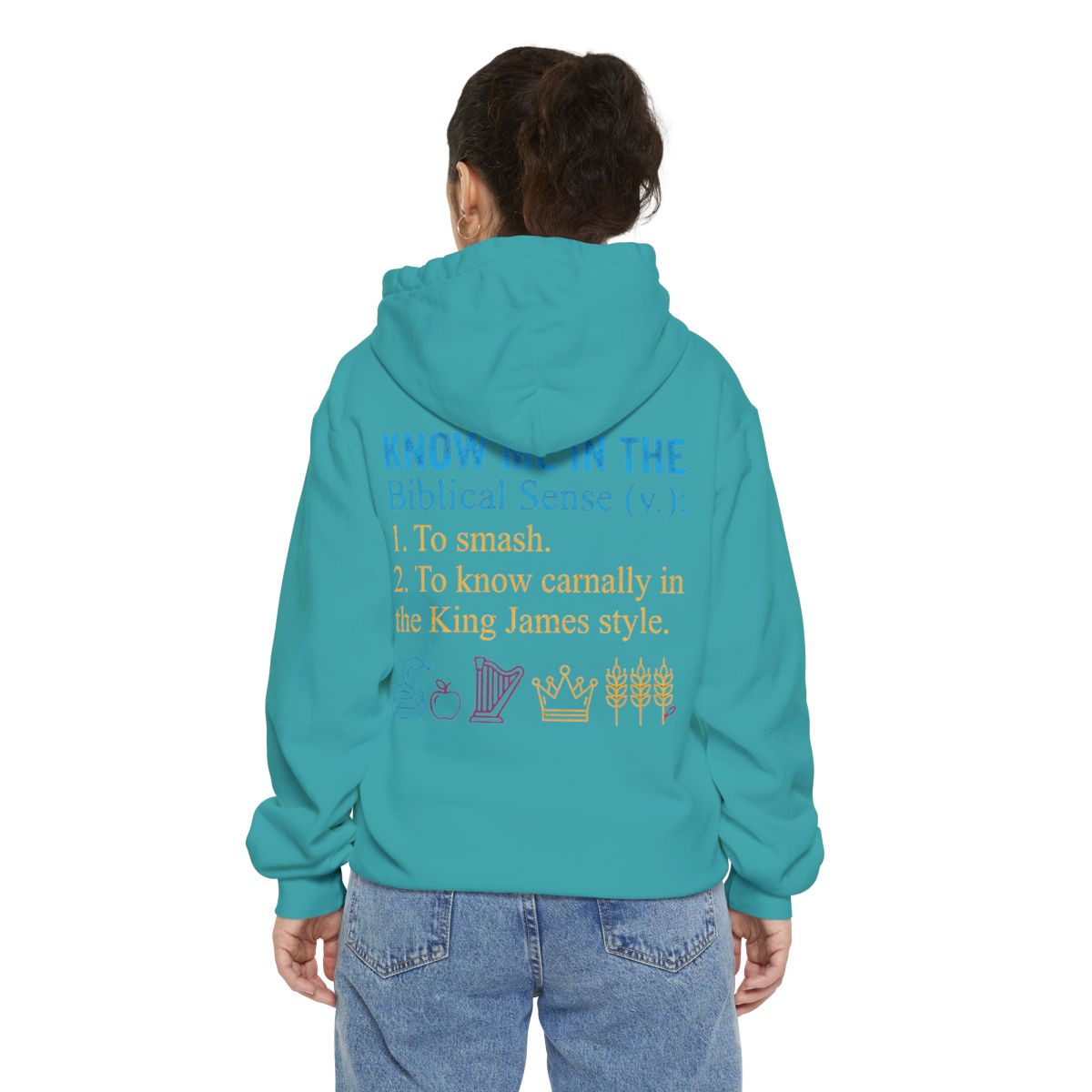 Color: Seafoam | Good Book Series Know Me In The Biblical Sense Garment-Dyed Hoodie