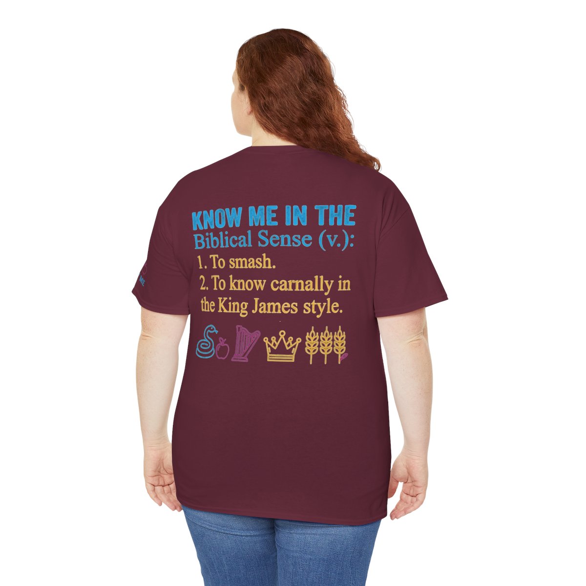 Color: Maroon | Good Book Series Know Me In The Biblical Sense Premium Graphic Tee