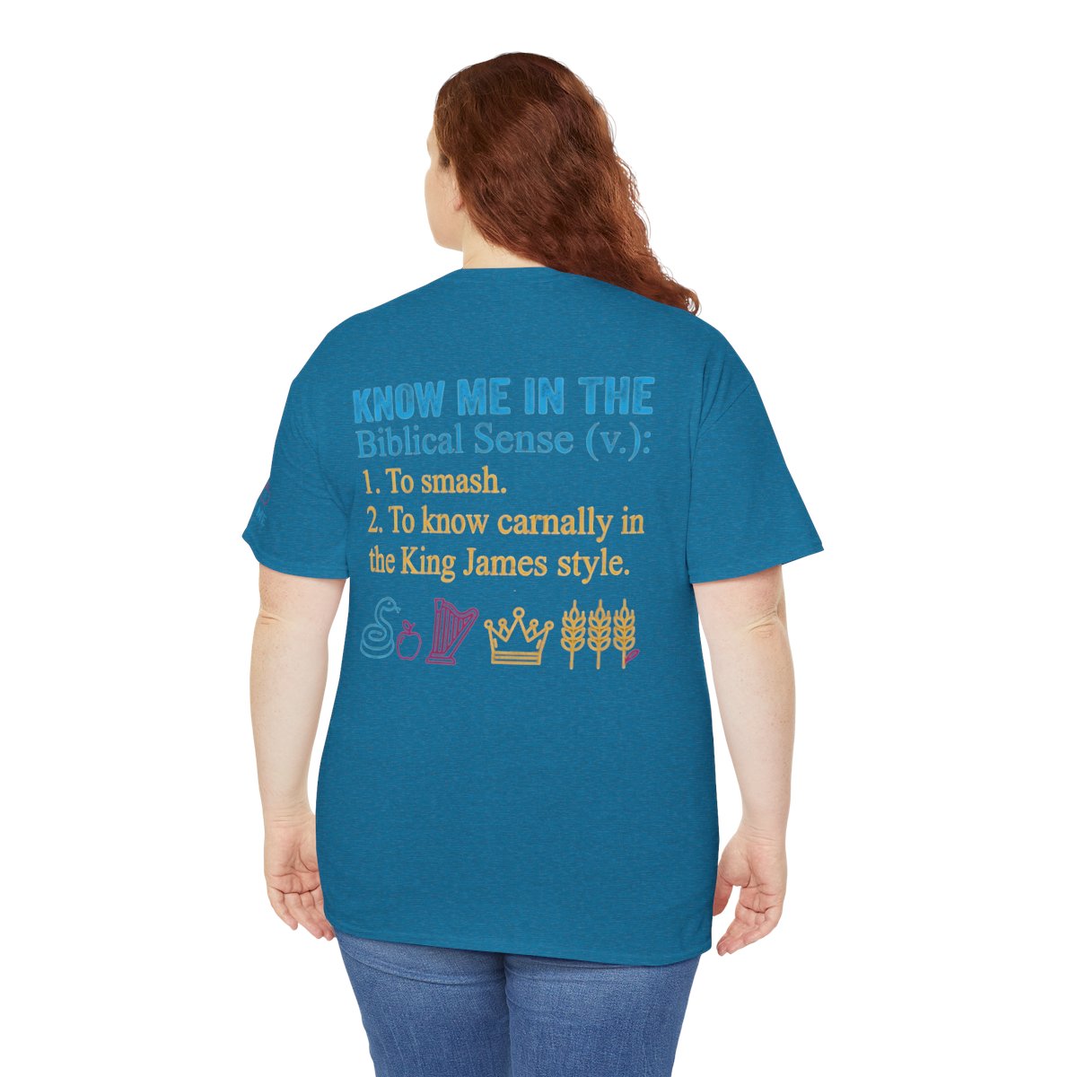 Color: Antique Sapphire | Good Book Series Know Me In The Biblical Sense Premium Graphic Tee