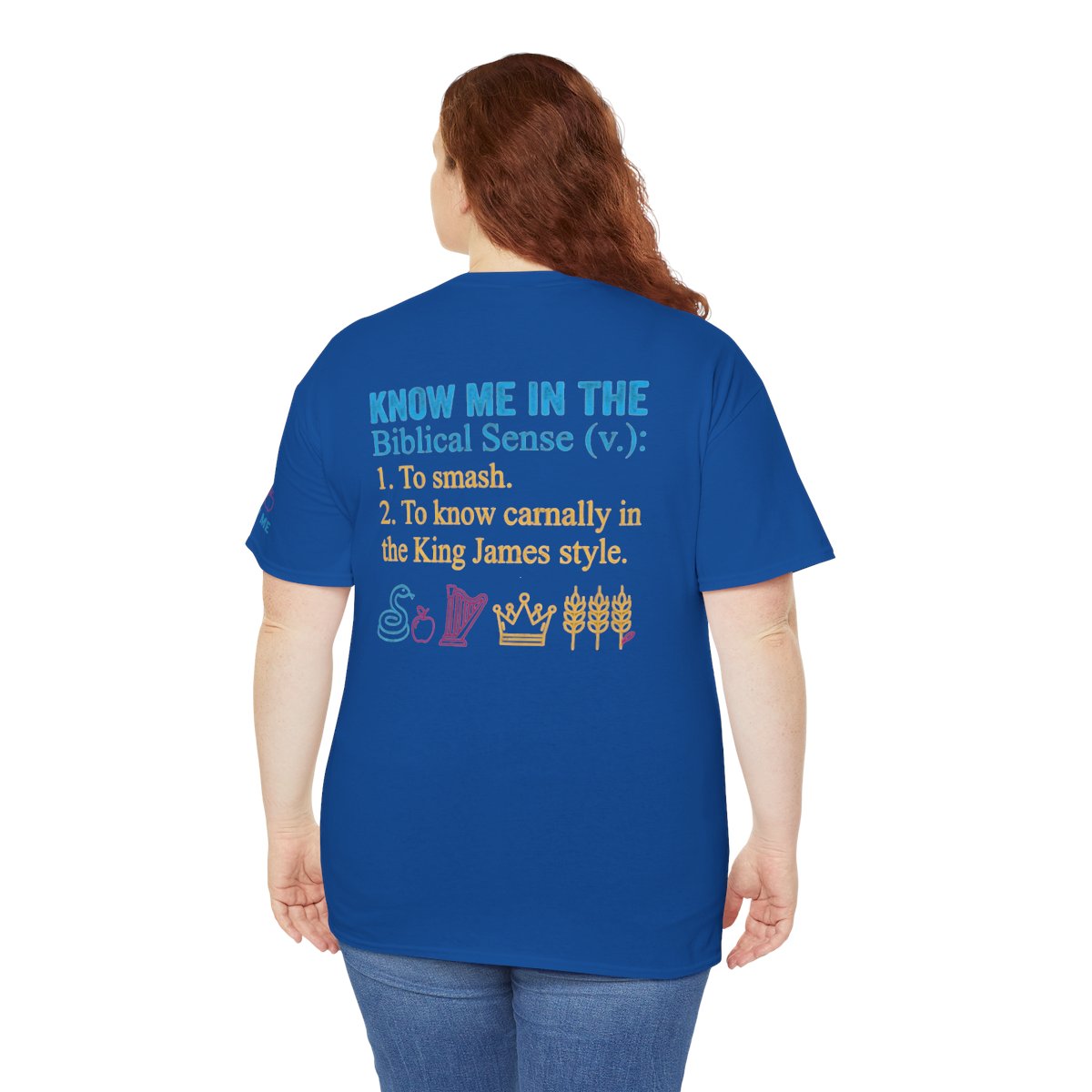 Color: Royal | Good Book Series Know Me In The Biblical Sense Premium Graphic Tee