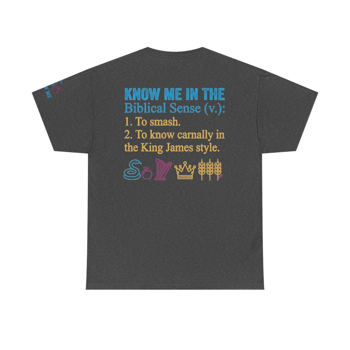 Color: Dark Heather | Good Book Series Know Me In The Biblical Sense Premium Graphic Tee