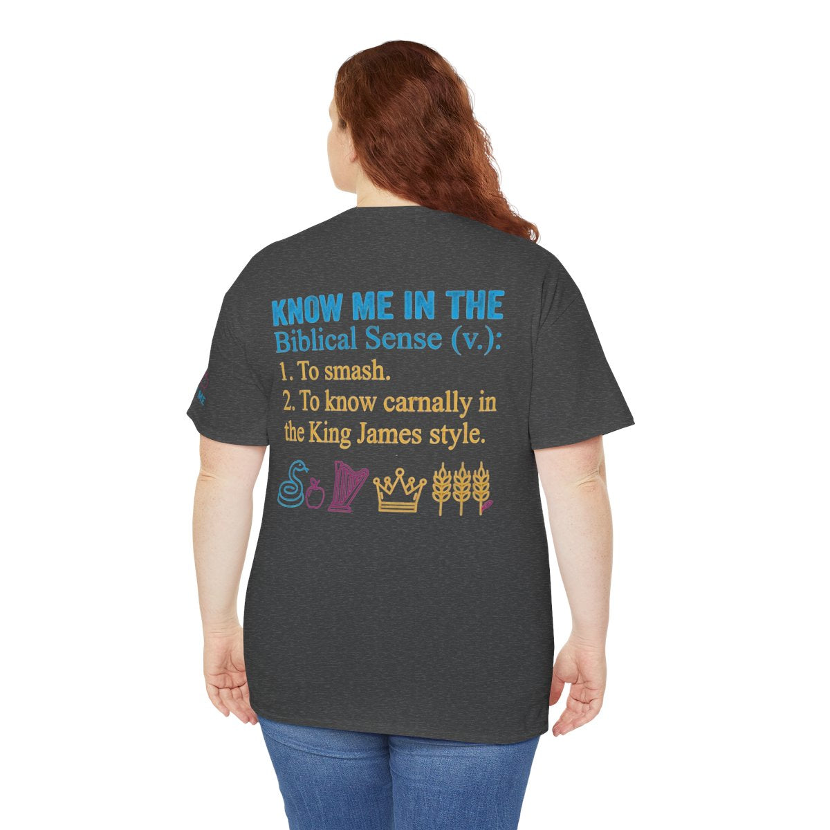 Color: Dark Heather | Good Book Series Know Me In The Biblical Sense Premium Graphic Tee