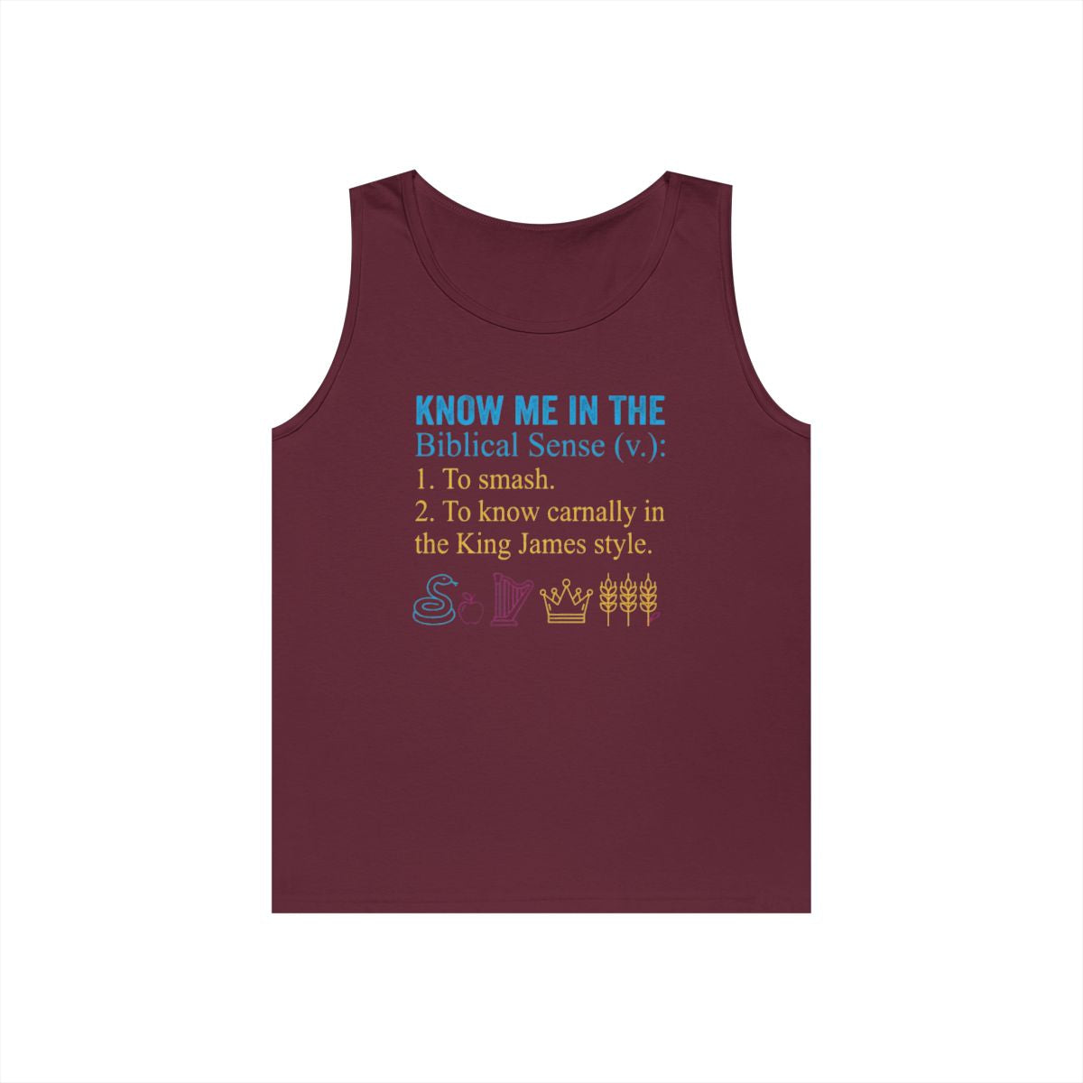 Color: Maroon | Good Book Series Know Me In The Biblical Sense Tank Top