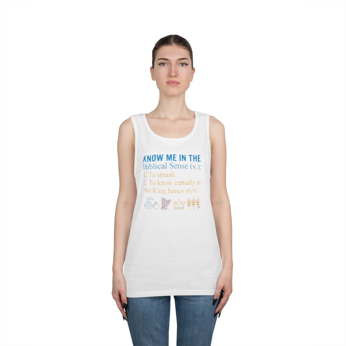 Color: White | Good Book Series Know Me In The Biblical Sense Tank Top