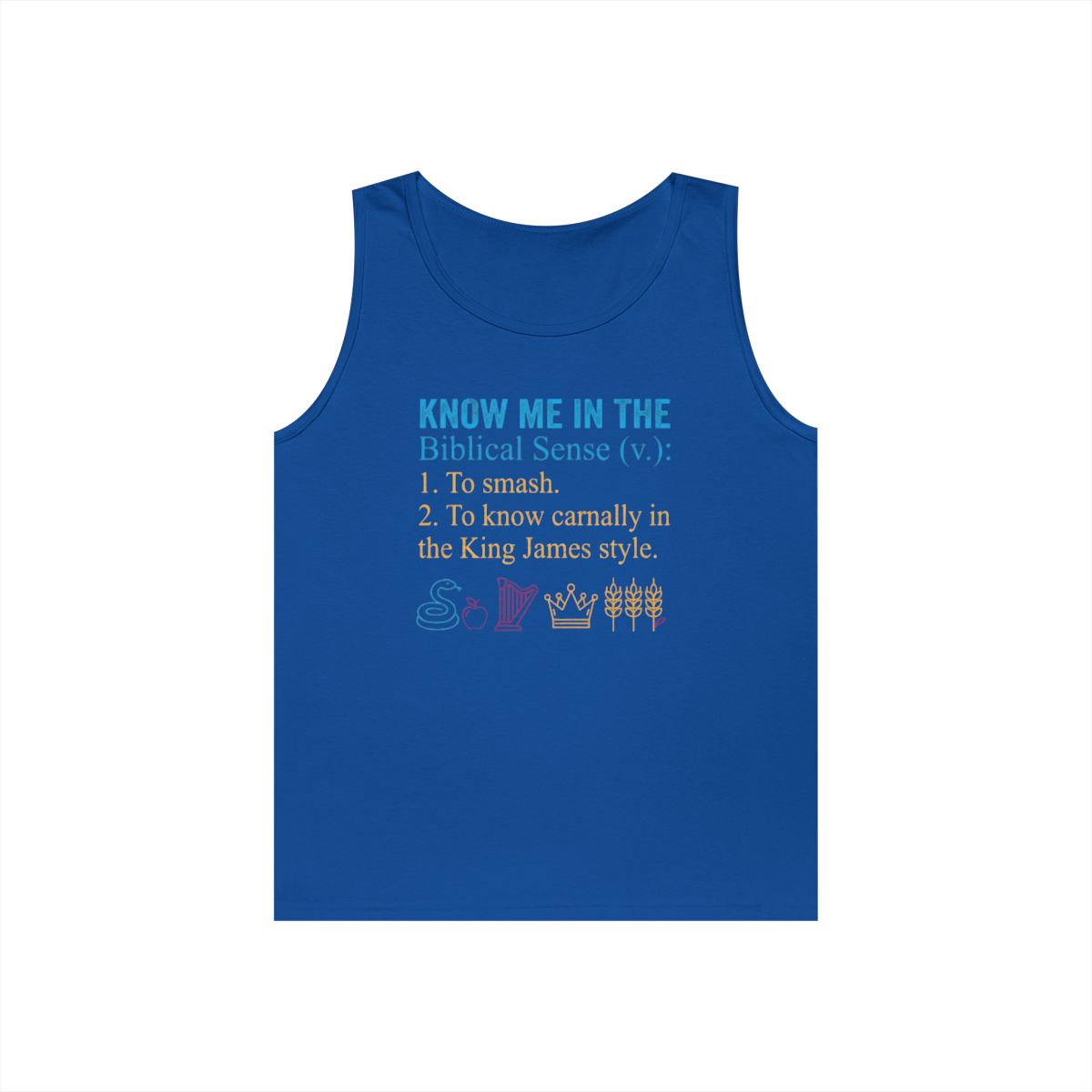 Color: Royal | Good Book Series Know Me In The Biblical Sense Tank Top