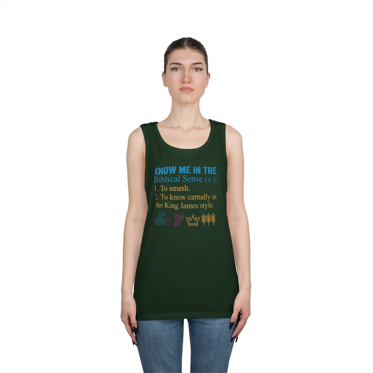Color: Forest Green | Good Book Series Know Me In The Biblical Sense Tank Top