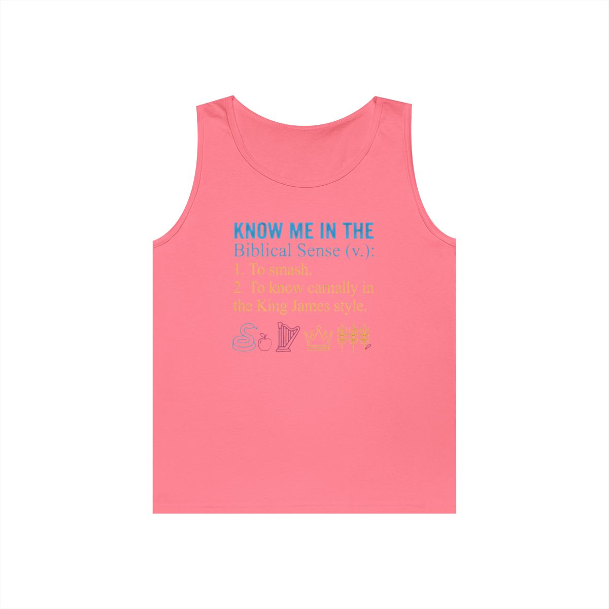 Color: Safety Pink | Good Book Series Know Me In The Biblical Sense Tank Top