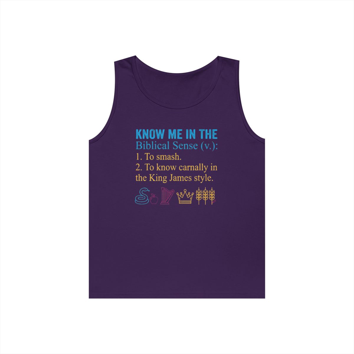 Color: Purple | Good Book Series Know Me In The Biblical Sense Tank Top