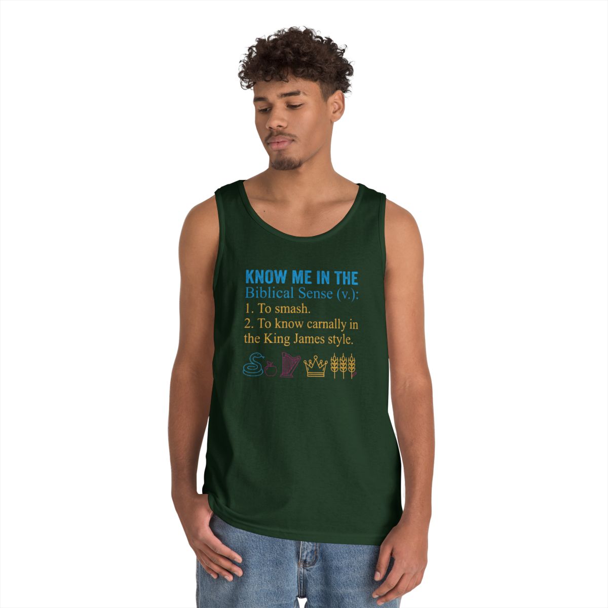 Color: Forest Green | Good Book Series Know Me In The Biblical Sense Tank Top