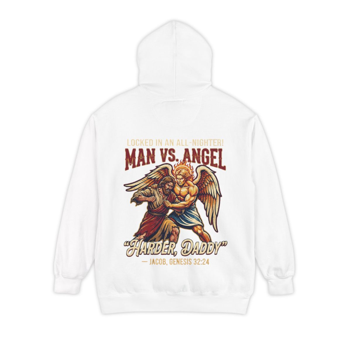 Color: White | Good Book Series Man vs Angel Garment-Dyed Hoodie
