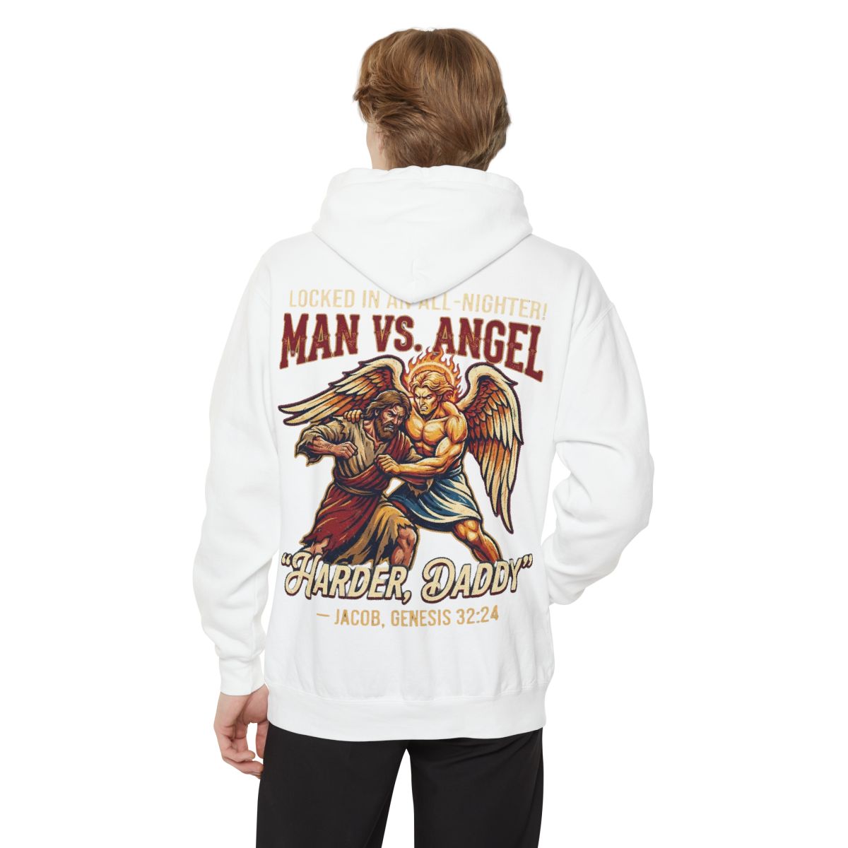 Color: White | Good Book Series Man vs Angel Garment-Dyed Hoodie
