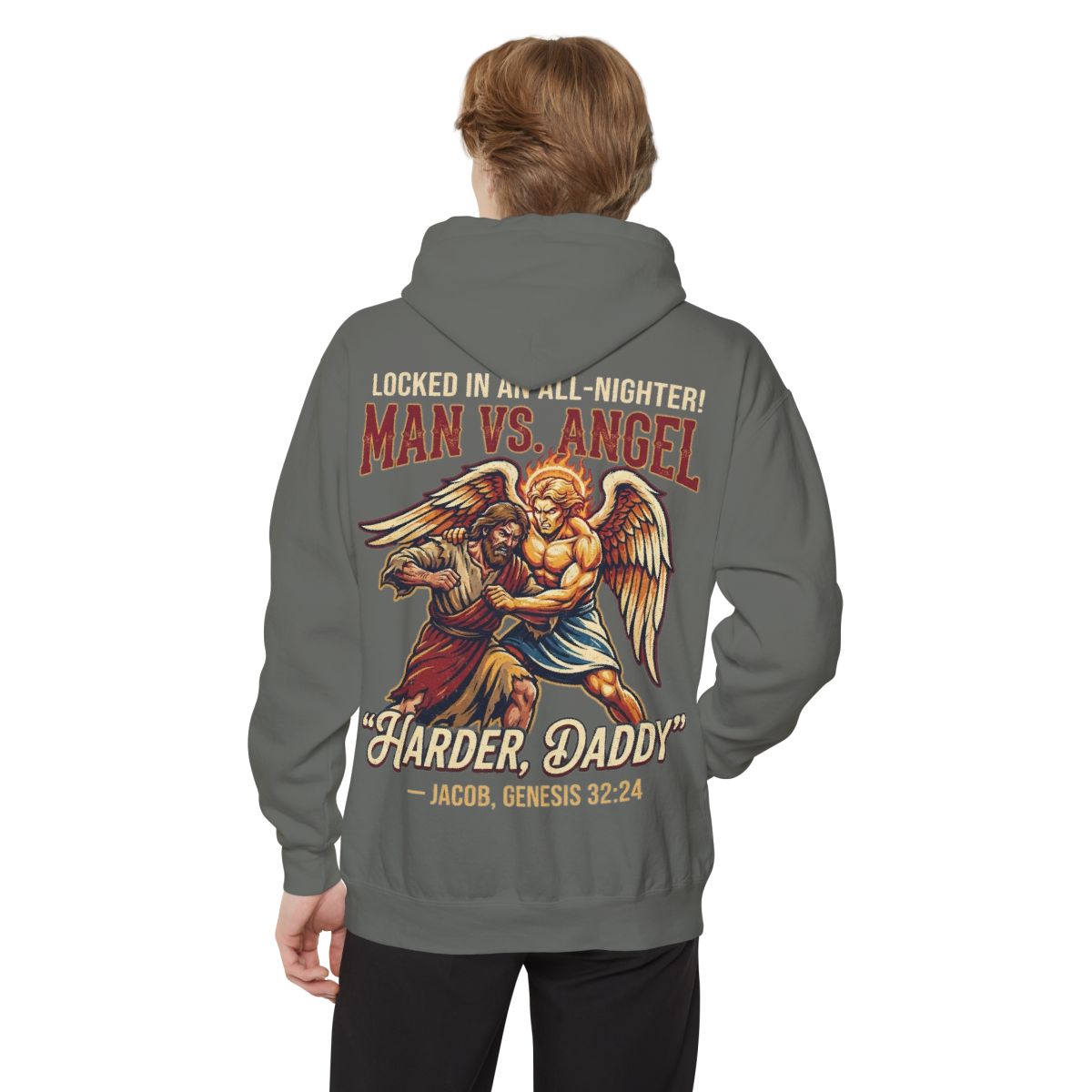 Color: Grey | Good Book Series Man vs Angel Garment-Dyed Hoodie