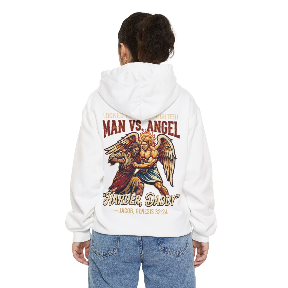 Color: White | Good Book Series Man vs Angel Garment-Dyed Hoodie